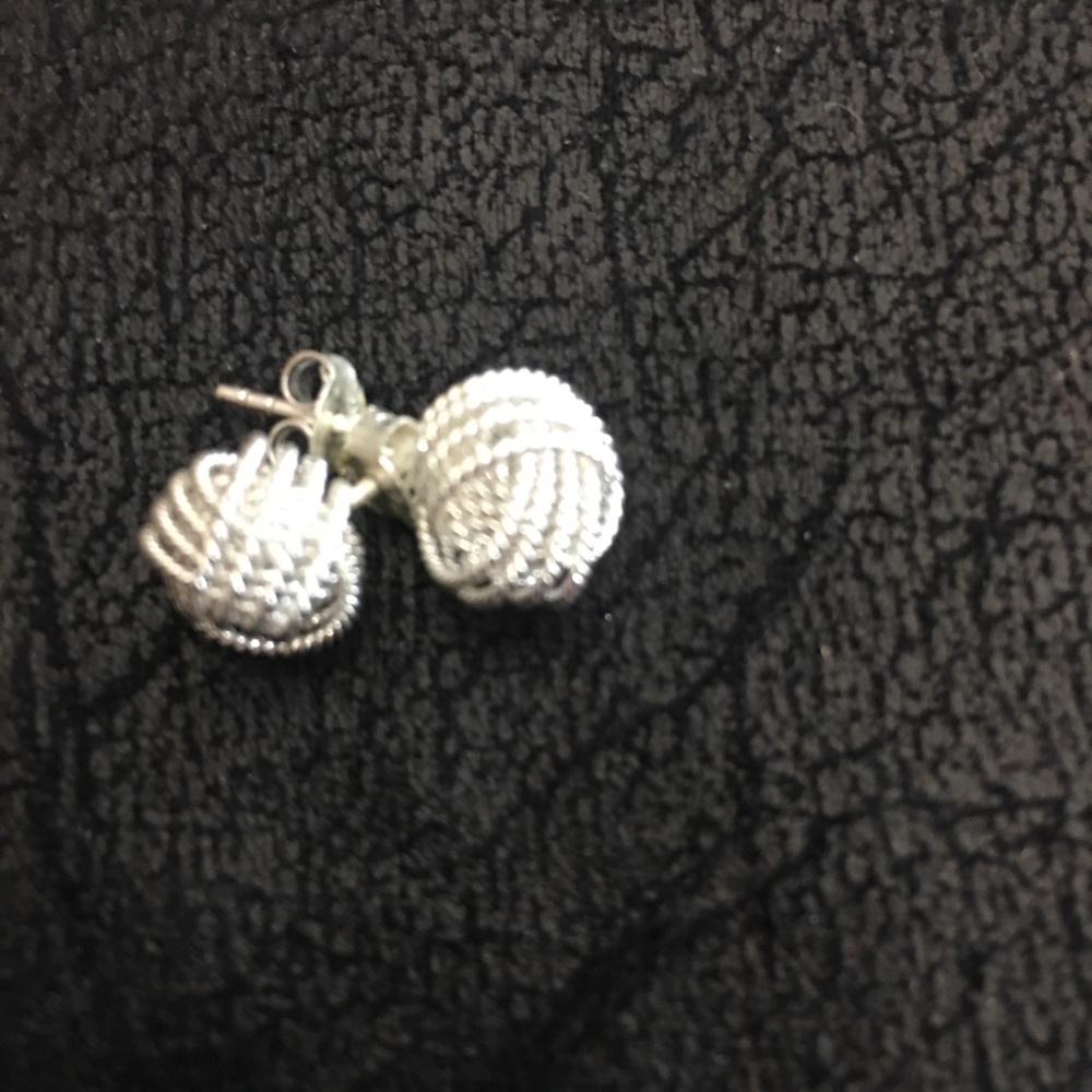 Silver Love Knot Stud Earrings